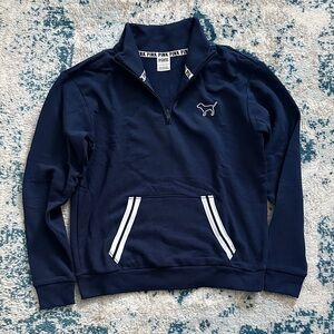PINK Victoria's Secret Navy Quarter-Zip Sweatshirt size xs cute